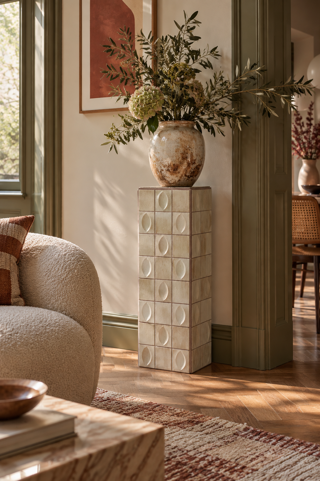 Zuil tegels beige